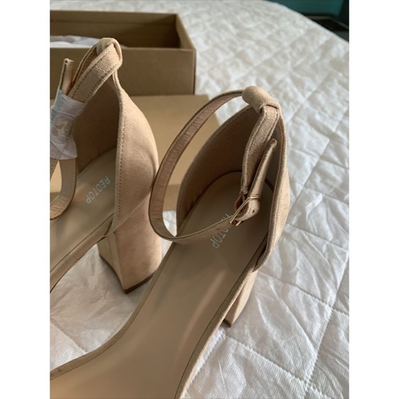 REDTOP Women's Open Toe Chunky 3.9 IN Heel Sandals Ankle Strap Nude Color SZ10😀 - Picture 5 of 16
